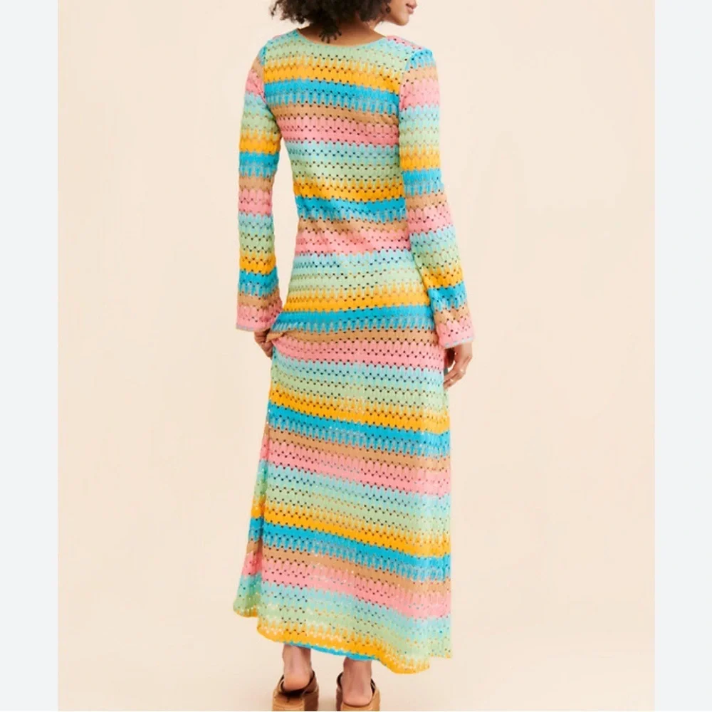 Show Me Your MuMu Vacay Coverup Crochet Maxi Dress Size Small - Picture 2 of 6
